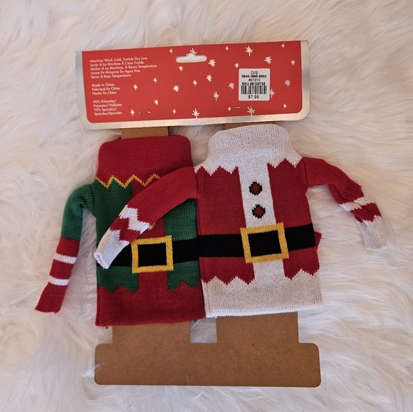 Three Sets of Two Beer Bottle Kozies Assorted Christmas Ugly Sweater Designs NWT - Picture 3 of 7